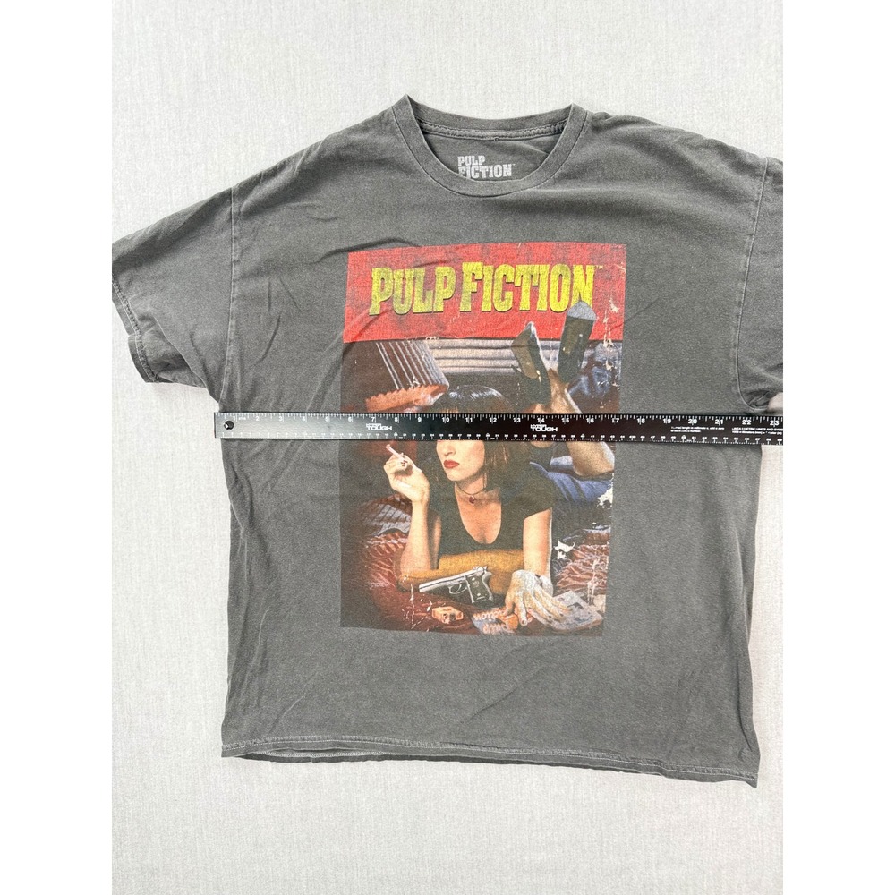 Pulp Fiction Mia Wallace Movie Poster Graphic Tee Shirt Gray Mens Large - Picture 3 of 4